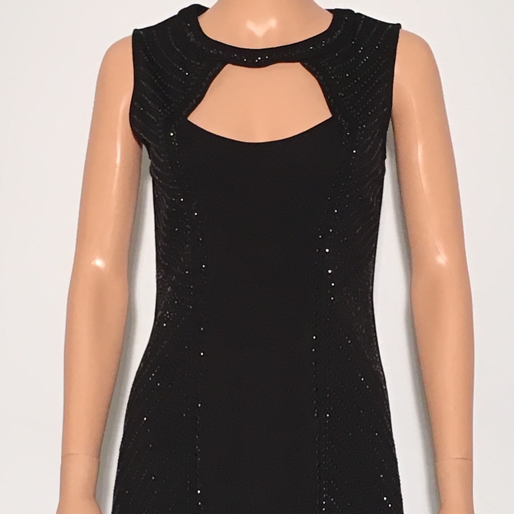 Cache Sparkly Black Keyhole Top, Pre-Owned - image 1